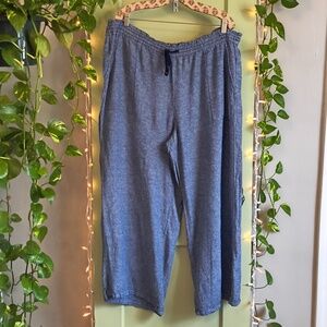 Women's Time & Tru Navy Linen Wide leg Tie waist Lounge Pant XXL